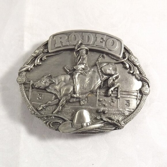 Vintage Siskiyou Pewter Rodeo Belt Buckle - Picture 1 of 8